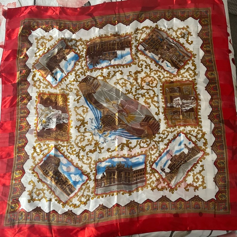 Rome Italy Souvenirs vintage scarf 100% Polo Esther.